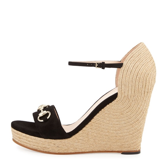 Gucci wedge platform Black suede Gold Hardware - Picture 4 of 4